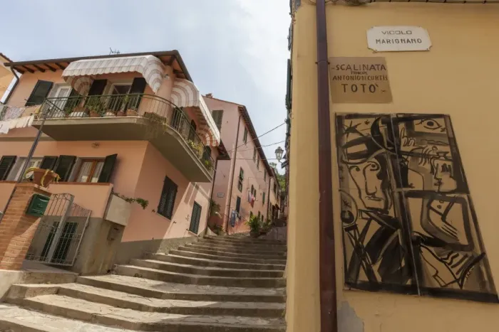 Framed Print : Flight of steps in memory of actor Toto, Porto Azzurro, Elba Island, Livorno Province