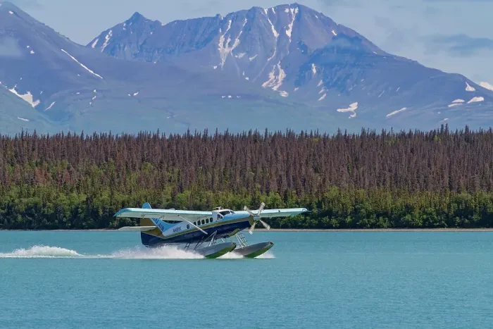 Framed Print : Float planes used to fly guests in to the Brooks Lodge and campground in Katmai National Park near Bristol Bay, Alaska, United States of America
