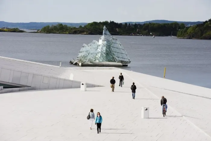 Framed Print : Floating art iceberg on the waterfront in Oslofjord, Oslo, Scandinavia, Europe Framed Print : Floating art iceberg on the waterfront in Oslofjord, Oslo, Scandinavia, Europe