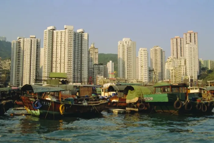 Framed Print : The Floating City of boat homes (sampans), Aberdeen Harbour, Hong Kong Island Framed Print : The Floating City of boat homes (sampans), Aberdeen Harbour, Hong Kong Island