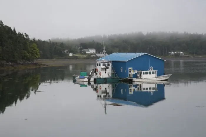 Framed Print : Floating dock, on a foggy day, at Welshpool on Campobello Island in New Brunswick Framed Print : Floating dock, on a foggy day, at Welshpool on Campobello Island in New Brunswick