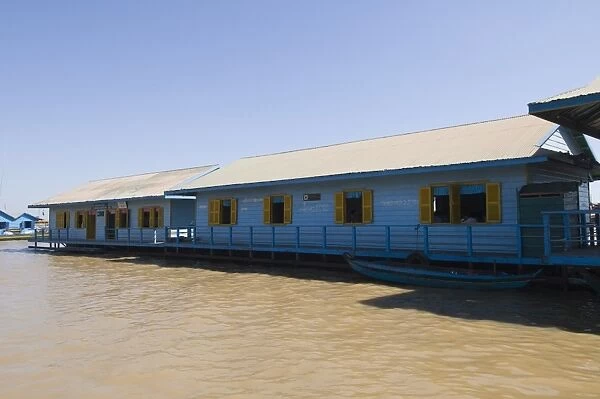 Floating school, Tonle Sap Lake, near Siem Reap, Cambodia, Indochina, Southeast Asia