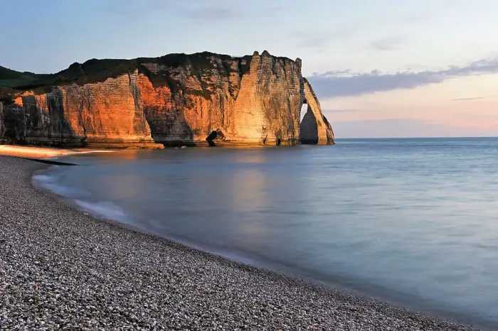 Framed Print : Floodlit cliff, Etretat, Seine-Maritime department, Normandy region, France, Europe Framed Print : Floodlit cliff, Etretat, Seine-Maritime department, Normandy region, France, Europe