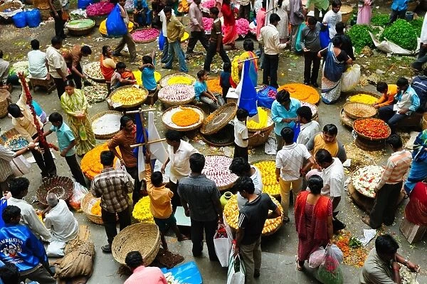 Flower Market, Bangalore, Karnataka, India, Asia