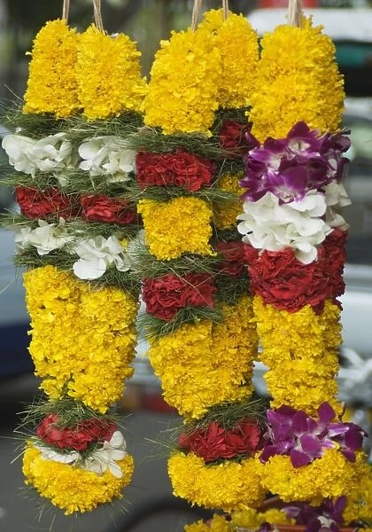 Flower stall selling garlands for temple offerings