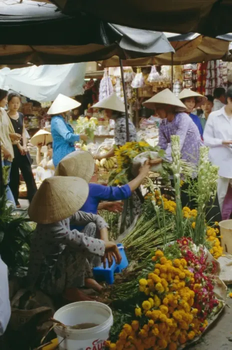 Framed Print : Flower stall in southern delta village of Mytho Framed Print : Flower stall in southern delta village of Mytho
