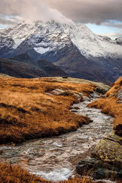 Framed Print : Flowing water of stream at foot of Monte Disgrazia in autumn, Alpe Fora, Valmalenco, Valtellina, Lombardy, Italy, Europe Framed Print : Flowing water of stream at foot of Monte Disgrazia in autumn, Alpe Fora, Valmalenco, Valtellina, Lombardy, Italy, Europe