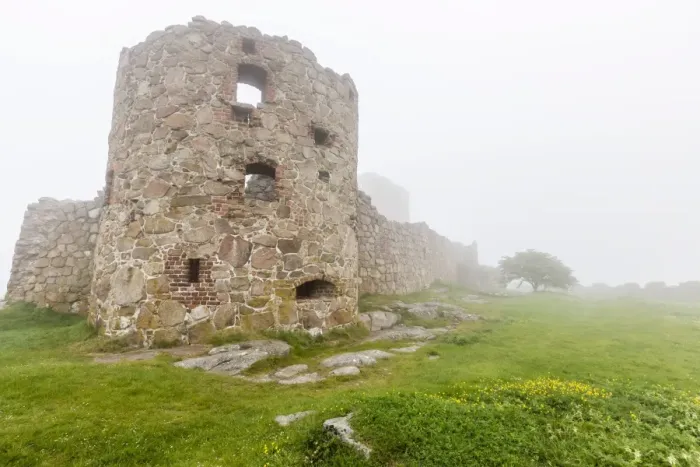 Framed Print : Fog shrouds Hammershus Castle on the most northerly tip of Bornholm, Denmark, Scandinavia, Europe Framed Print : Fog shrouds Hammershus Castle on the most northerly tip of Bornholm, Denmark, Scandinavia, Europe