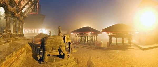 Foggy dawn in Durbar Square