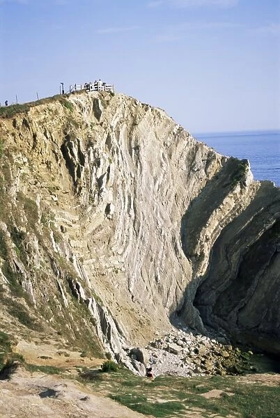 Folded limestone, Stair Hole, Lulworth Cove, Dorset, England, United Kingdom, Europe