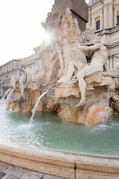 Framed Print : Fontana dei Quattro Fiumi Fountain, Architect Bernini, Piazza Navona Square, Rome
