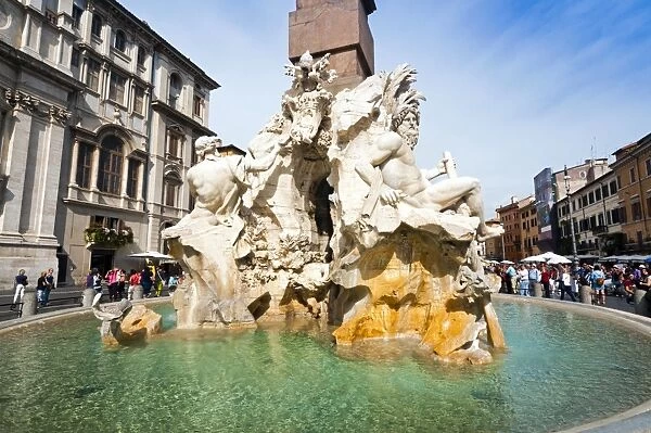 Fontana dei Quattro Fiumi, Piazza Navona, Rome, Unesco World Heritage Site, Latium