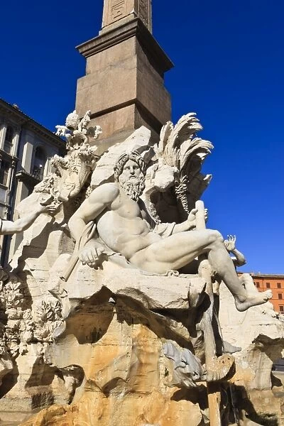Fontana dei Quattro Flumi (Fountain of the Four Rivers), Piazza Navona, Rome, Lazio, Italy, Europe