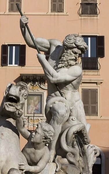 Fontana del Nettuno, Piazza Navona, Rome, Lazio, Italy, Europe