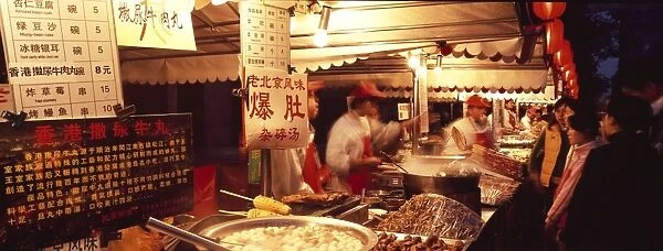 Food stalls, Donghua Yeshi night market, Beijing, China, Asia