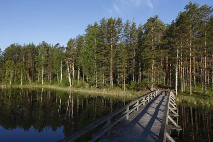 Framed Print : Footbridge over Lake Puruvesi, Punkaharju Nature Reserve, Saimaa Lake District Framed Print : Footbridge over Lake Puruvesi, Punkaharju Nature Reserve, Saimaa Lake District
