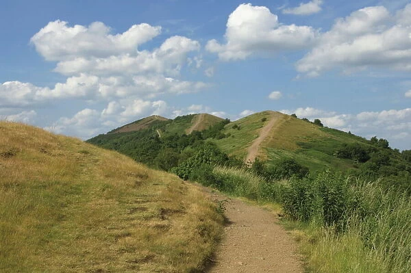 Footpath along the main ridge of the Malvern Hills, Worcestershire, Midlands