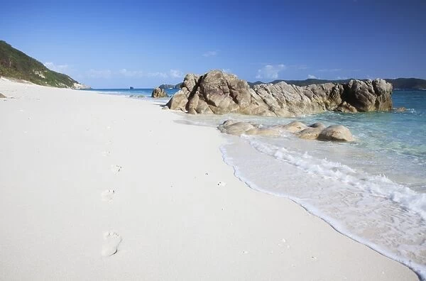Footprints on Nishibama Beach, Aka Island, Kerama Islands, Okinawa, Japan, Asia