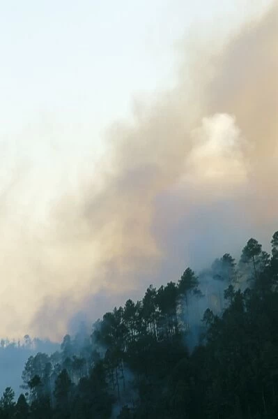 Forest fire in hills above Lake Atitlan