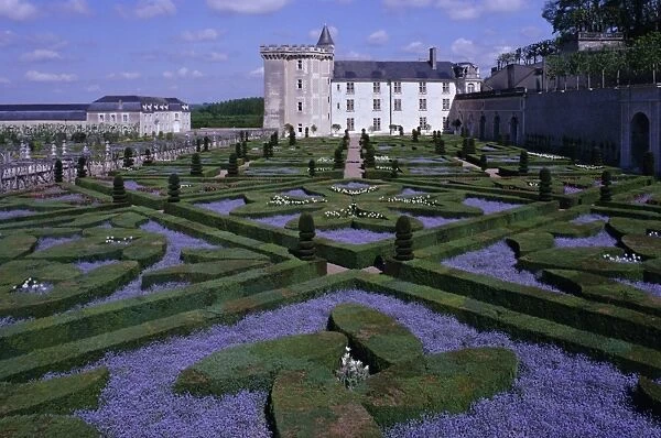 Formal gardens, Chateau of Villandry, UNESCO World Heritage Site, Indre et Loire
