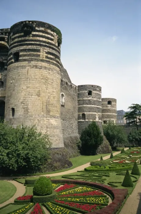 Framed Print : Formal gardens and walls of the Chateau d Angers at Angers in the Pays de la Loire Framed Print : Formal gardens and walls of the Chateau d Angers at Angers in the Pays de la Loire