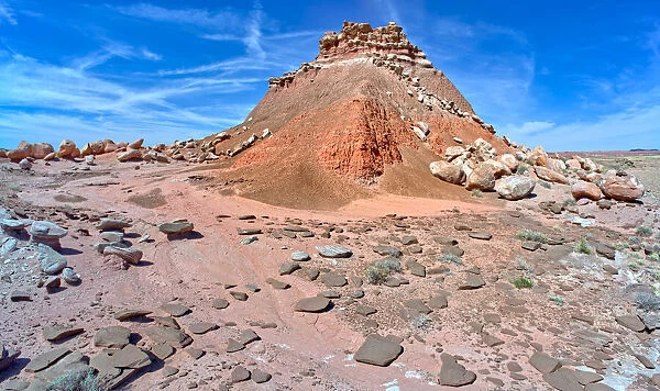 Formation west of Pintado Point called Pintados Castle, in Petrified Forest National Park, Arizona, United States of America, North America