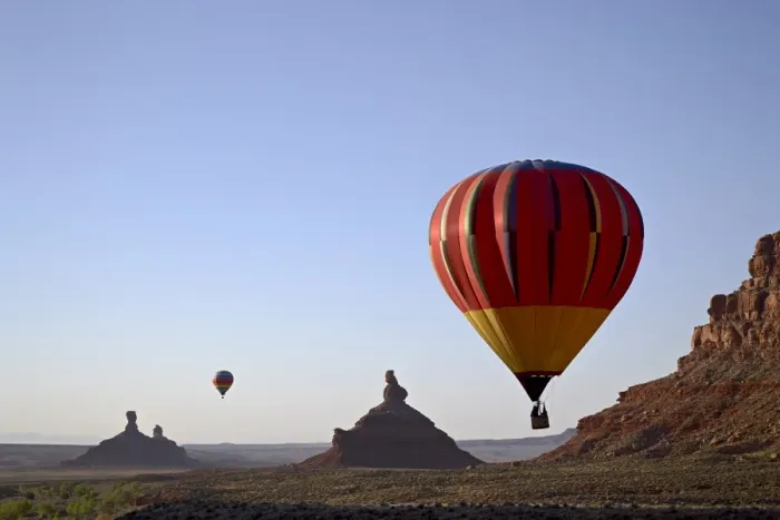 Framed Print : Formations in Valley of the Gods with two hot air balloons Framed Print : Formations in Valley of the Gods with two hot air balloons
