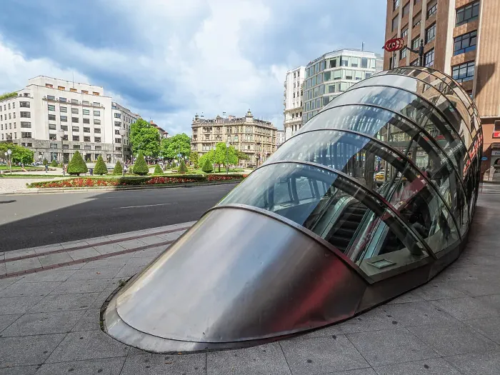 Framed Print : A Fosterito, entrance to the Metro station designed by Norman Foster, Plaza Moyua, Bilbao, Basque Country, Spain, Europe Framed Print : A Fosterito, entrance to the Metro station designed by Norman Foster, Plaza Moyua, Bilbao, Basque Country, Spain, Europe