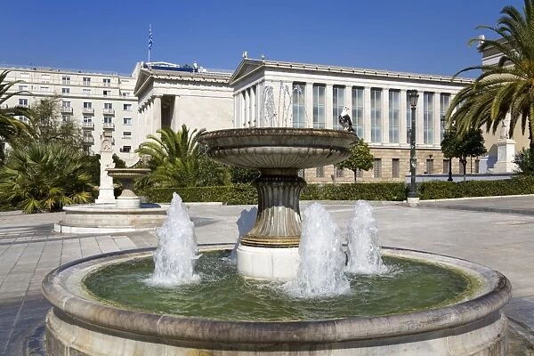 Fountain at the Athens University, Athens, Greece, Europe
