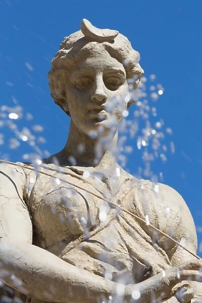 Fountain of Diana on the tiny island of Ortygia, Syracuse, Sicily, Italy, Europe