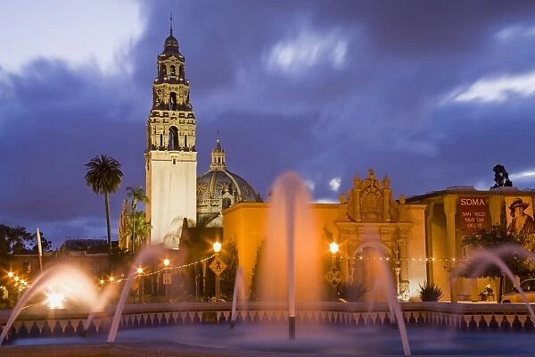 Fountain and Museum of Man in Balboa Park, San Diego, California, United States of America