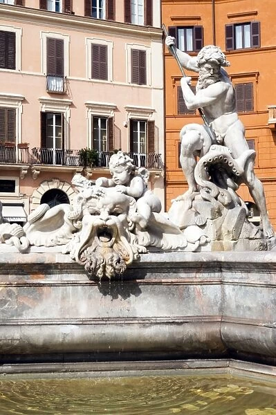 Fountain of Neptune, Piazza Navona, UNESCO World Heritage Site, Rome, Lazio, Italy