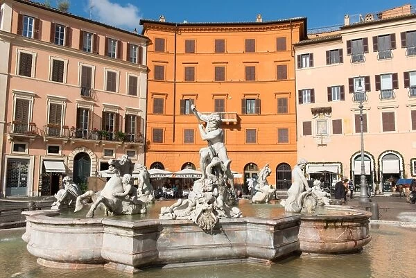 Fountain of Neptune, Piazza Navona, Rome, Lazio, Italy, Europe