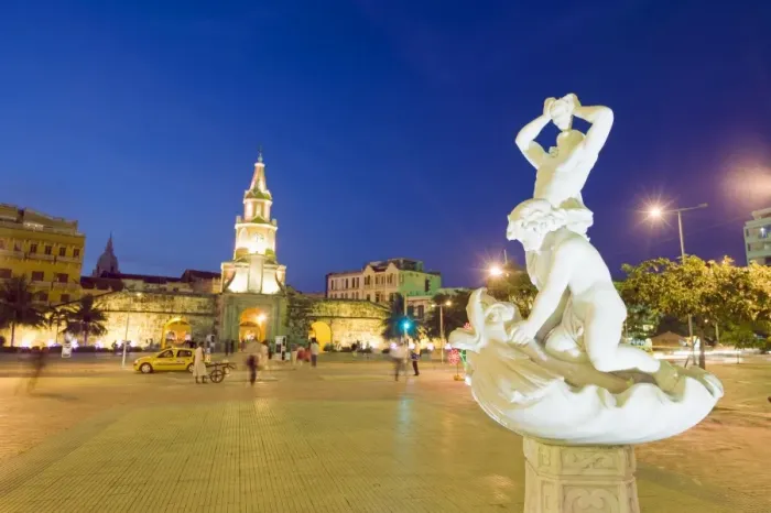 Framed Print : Fountain in front of Old Town city wall and Puerto del Reloj at night, UNESCO World Heritage Site Framed Print : Fountain in front of Old Town city wall and Puerto del Reloj at night, UNESCO World Heritage Site