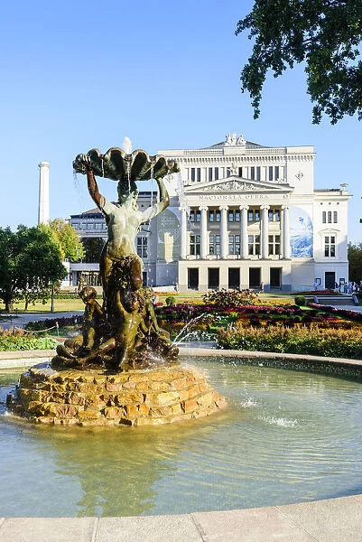 Fountain in front of Opera House, Riga, Latvia