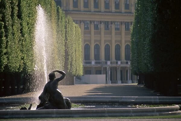 Fountain and palace facade, Schonbrunn Gardens, UNESCO World Heritage Site