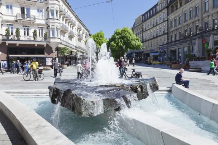 Framed Print : Fountain, Pedestrian area, Baden-Baden, Black Forest, Baden-Wurttemberg, Germany, Europe Framed Print : Fountain, Pedestrian area, Baden-Baden, Black Forest, Baden-Wurttemberg, Germany, Europe