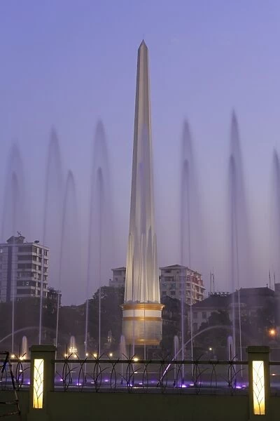 Fountain in Peoples Square, Yangon (Rangoon), Myanmar (Burma), Asia