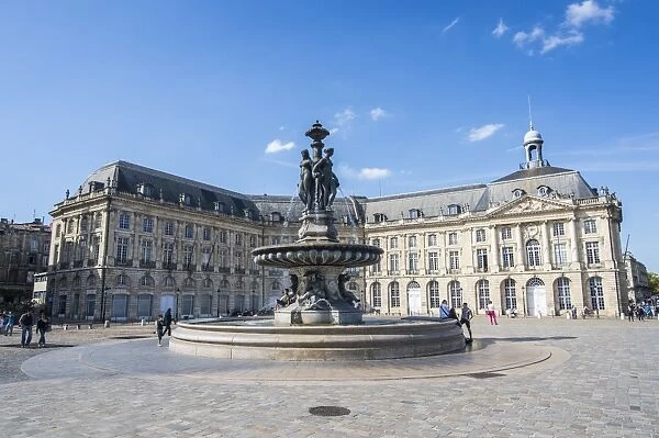 Fountain on the Place de la Bourse, Bordeaux, Aquitaine, France, Europe