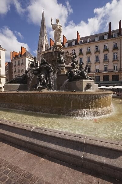 The fountain in Place Royale in the centre of Nantes, Loire-Atlantique, France, Europe