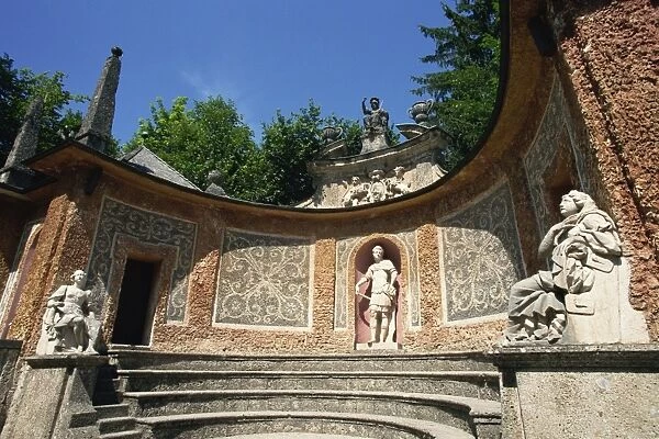 Fountain in pleasure garden, Schloss Hellbrunn, near Salzburg, Austria, Europe