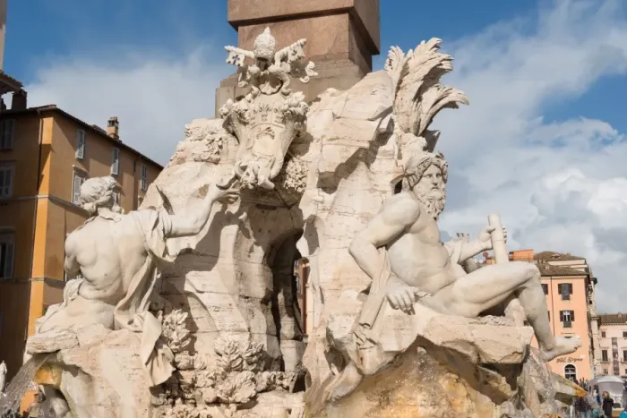 Framed Print : The Fountain of the four Rivers, Piazza Navona, Rome, Lazio, Italy, Europe