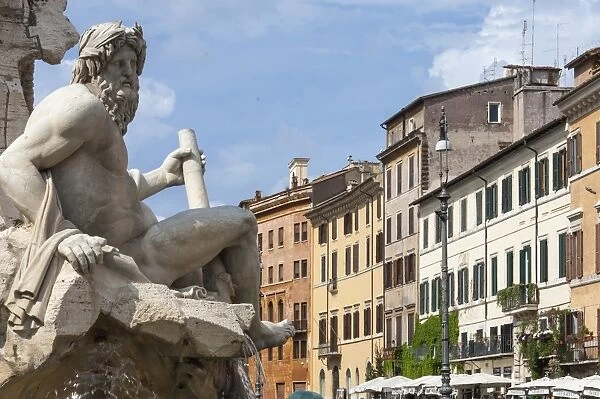 Detail of the Fountain of the Four Rivers, Piazza Navona, Rome, Lazio, Italy, Europe