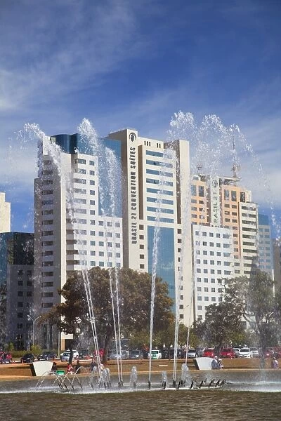 Fountain Square and buildings of Sector Sul, Brasilia, Federal District, Brazil, South America