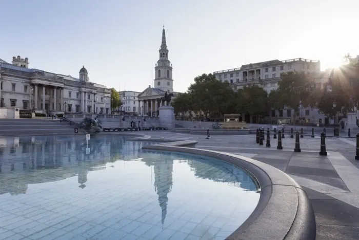 Framed Print : Fountain with statue of George IV, National Gallery and St. Martin-in-the-Fields church, Trafalgar Square, London, England, United Kingdom, Europe Framed Print : Fountain with statue of George IV, National Gallery and St. Martin-in-the-Fields church, Trafalgar Square, London, England, United Kingdom, Europe