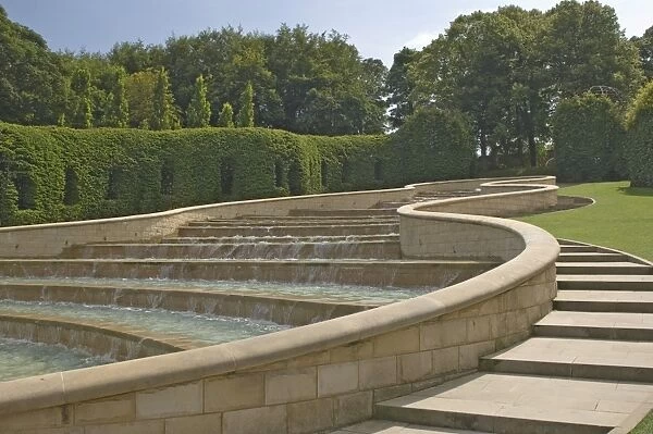 The fountains, Alnwick Gardens, Alnwick Castle, Northumbria, England, United Kingdom