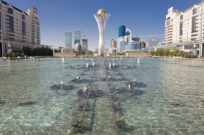 Framed Print : Fountains at Bayterek Tower, Astana, Kazakhstan, Central Asia Framed Print : Fountains at Bayterek Tower, Astana, Kazakhstan, Central Asia