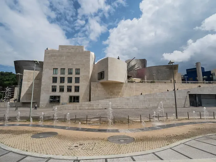 Framed Print : Fountains outside the Guggenheim Museum, Bilbao, Basque Country, Spain, Europe