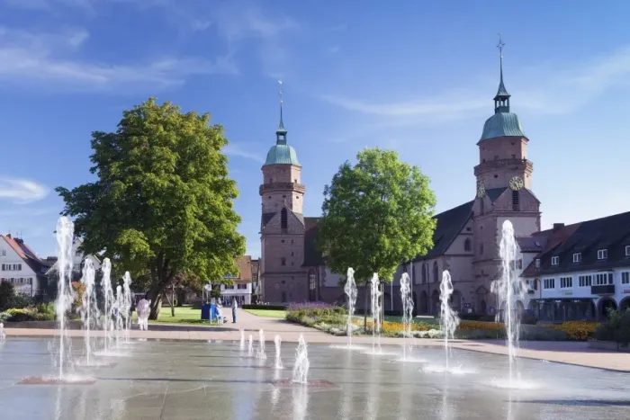 Framed Print : Fountains, Parish church, market place, Freudenstadt, Black Forest, Baden Wurttemberg, Germany, Europe Framed Print : Fountains, Parish church, market place, Freudenstadt, Black Forest, Baden Wurttemberg, Germany, Europe