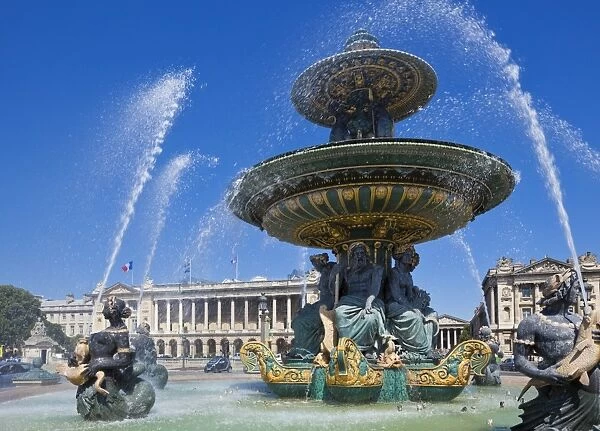 Fountains in the Place de la Concorde, Paris, France, Europe